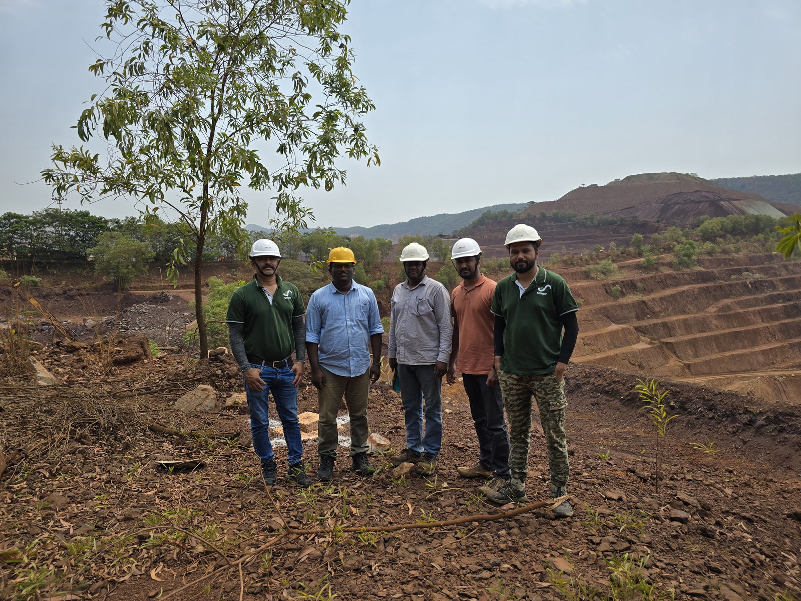 Project team at an active mine bench survey site